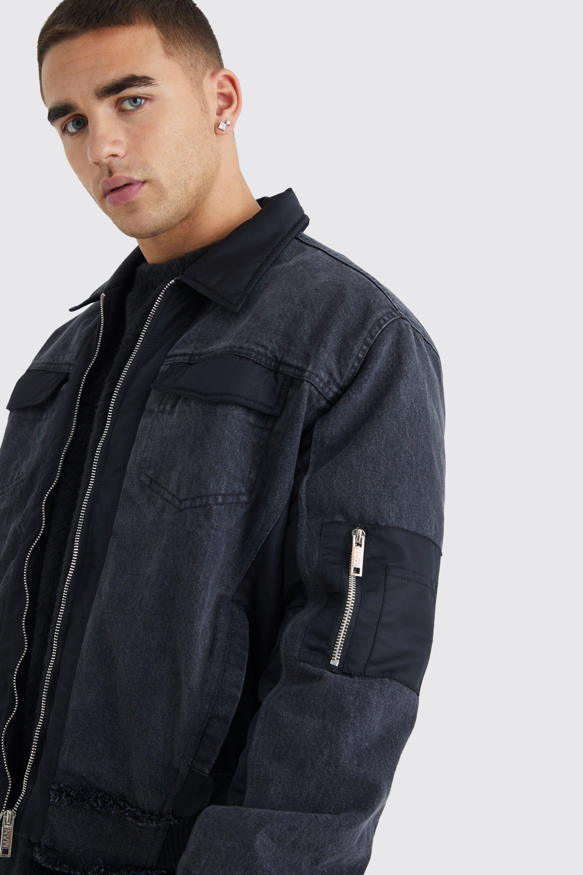 Denim hybrid cheap jacket